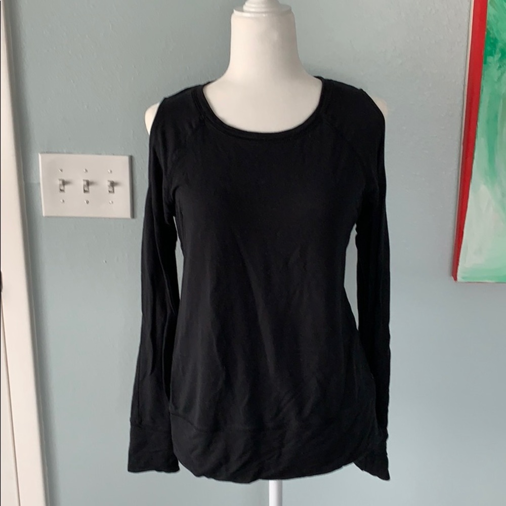 Black long sleeve cold shoulder top size medium